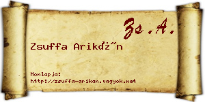 Zsuffa Arikán névjegykártya
